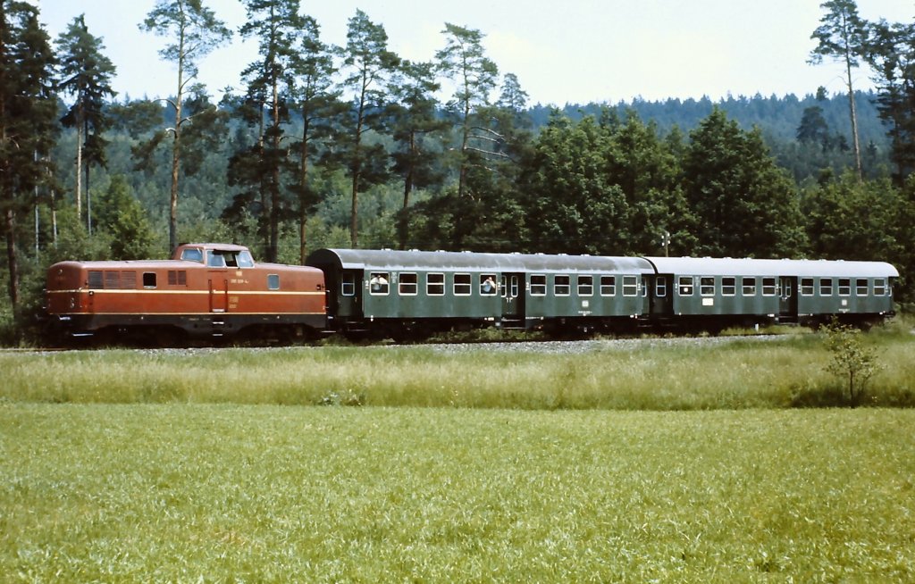 280 008-4 am 18. Juni 1977 mit einer DGEG-Studienfahrt auf der Strecke Coburg - Rossach.