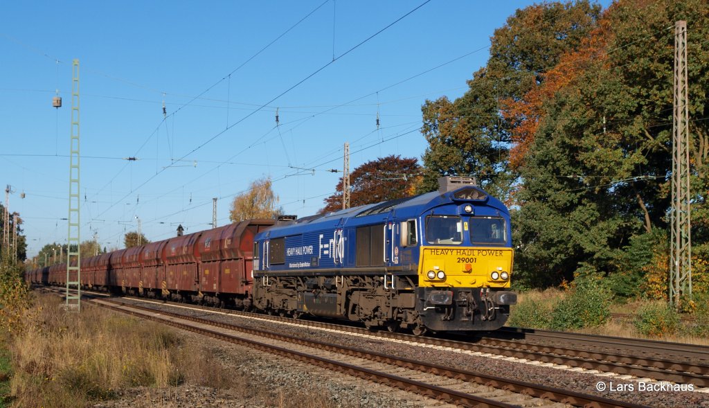 29 001 der HHPI schleppt am 27.10.12 ihrem schweren Baustoffbomber durch Langwedel Richtung Hannover.