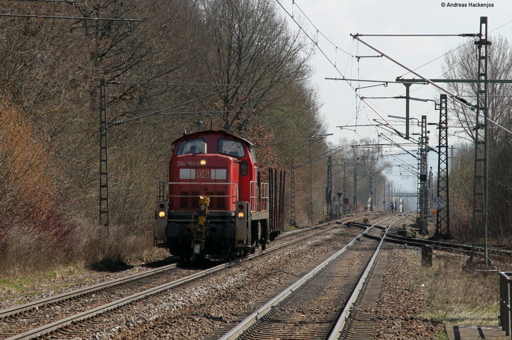 294 763-8 mit dem M 62885 (Immendingen-Villingen (Schwarzw) und Grenzlast bei der Durchfahrt Donaueschingen 29.3.11