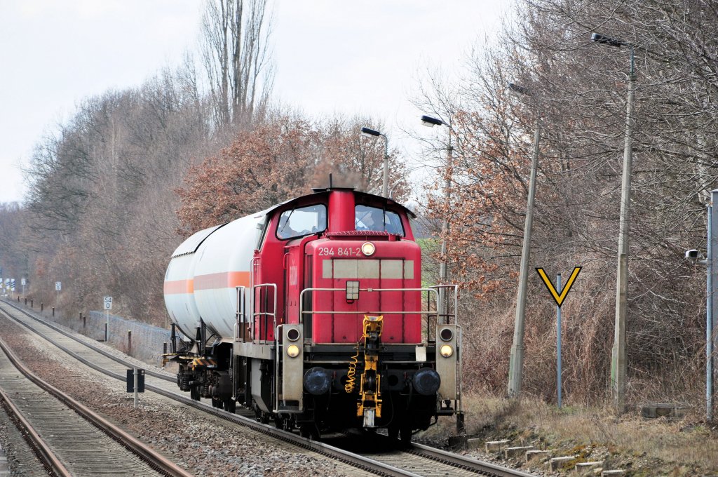 294 841 am 02.03.10 mit der bergabe von Hartmannsdorf nach Chemnitz Sd am Hp Wittgensdorf Mitte