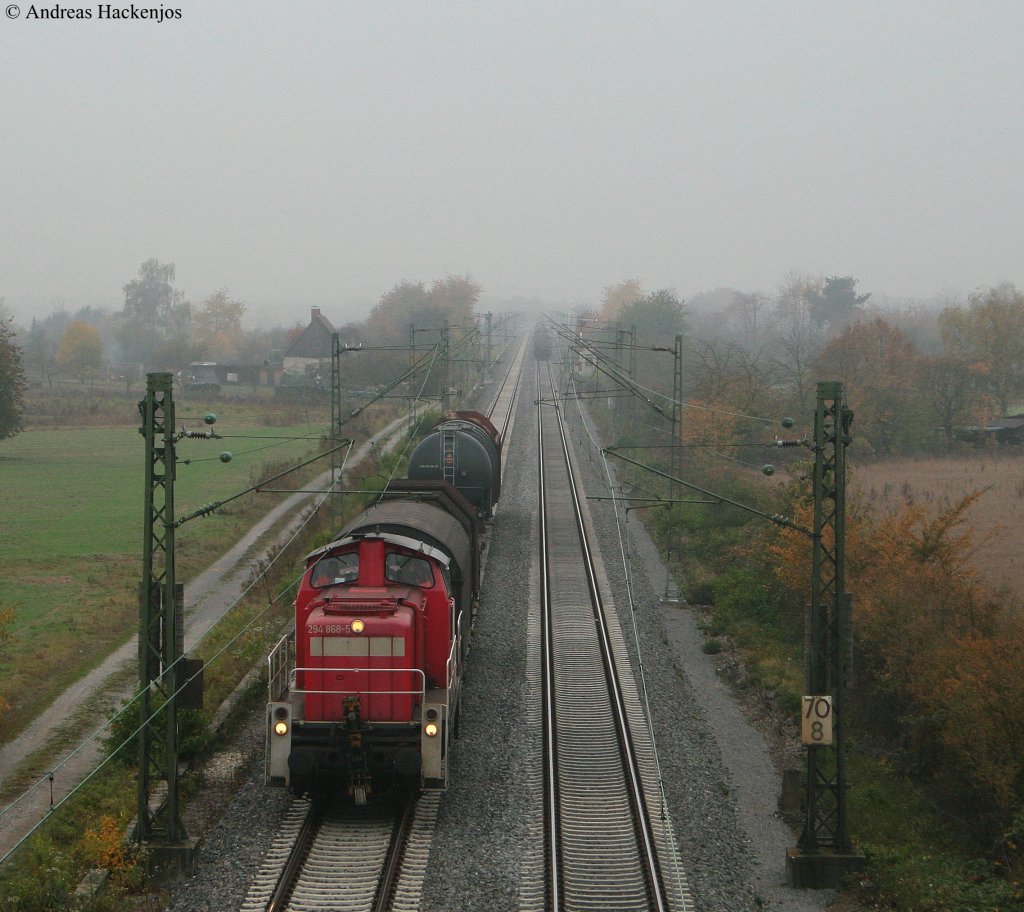 294 868-5 mit ihrer bergabe in der Nhe der Bk Basheide 29.10.09