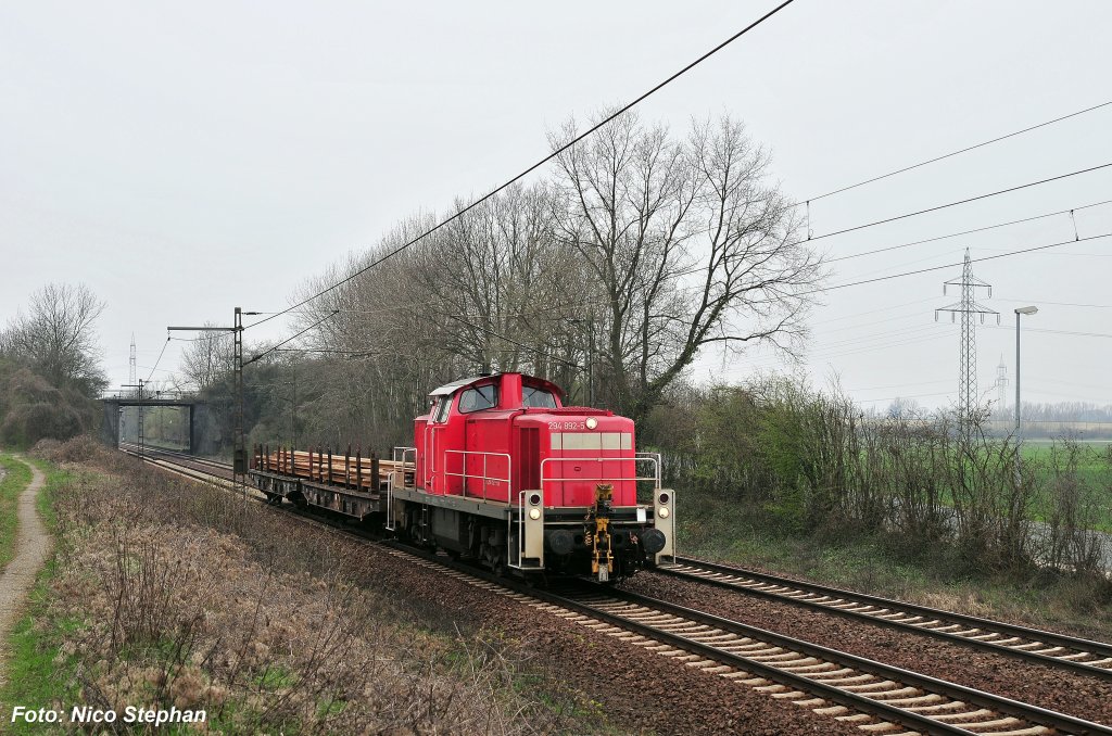 294 892-5 mit einer kurzen Schienen-bergabe auf der Fahrt gen Lehrte (Ahlten 08.04.10)