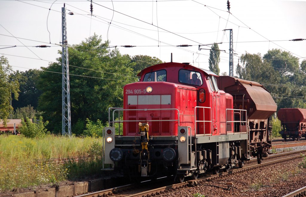 294 905 zieht am 05.08.10 ihren  G�terzug  durch Eilenburg Richtung Leipzig/Halle.