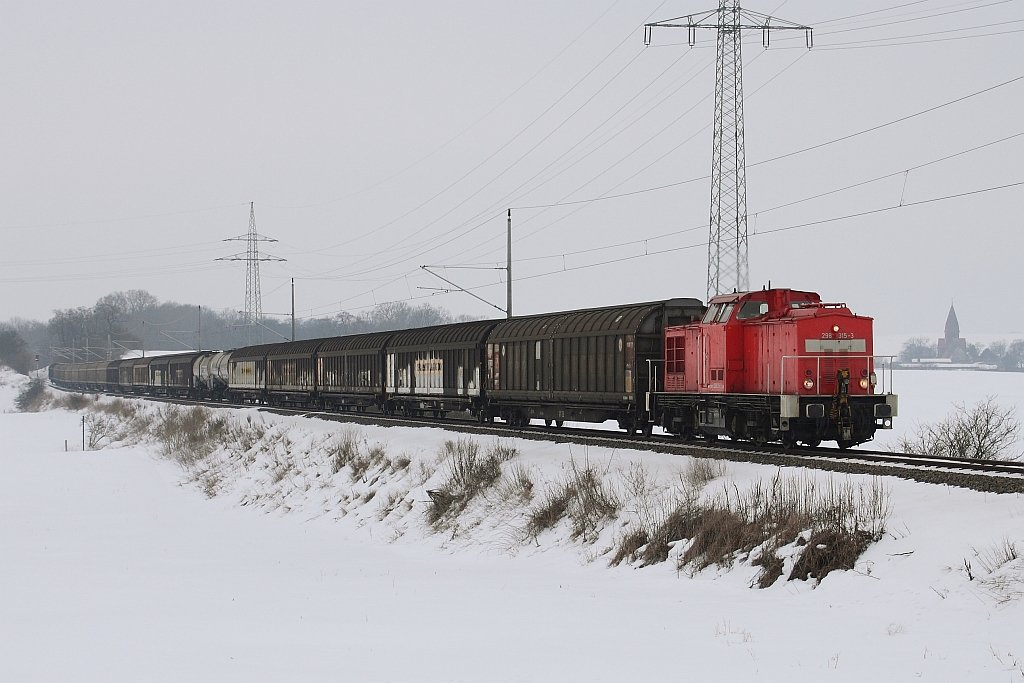 298 315-3 bei Mrow-Oberdorf auf dem Weg nach Schwedt. 19.02.2010