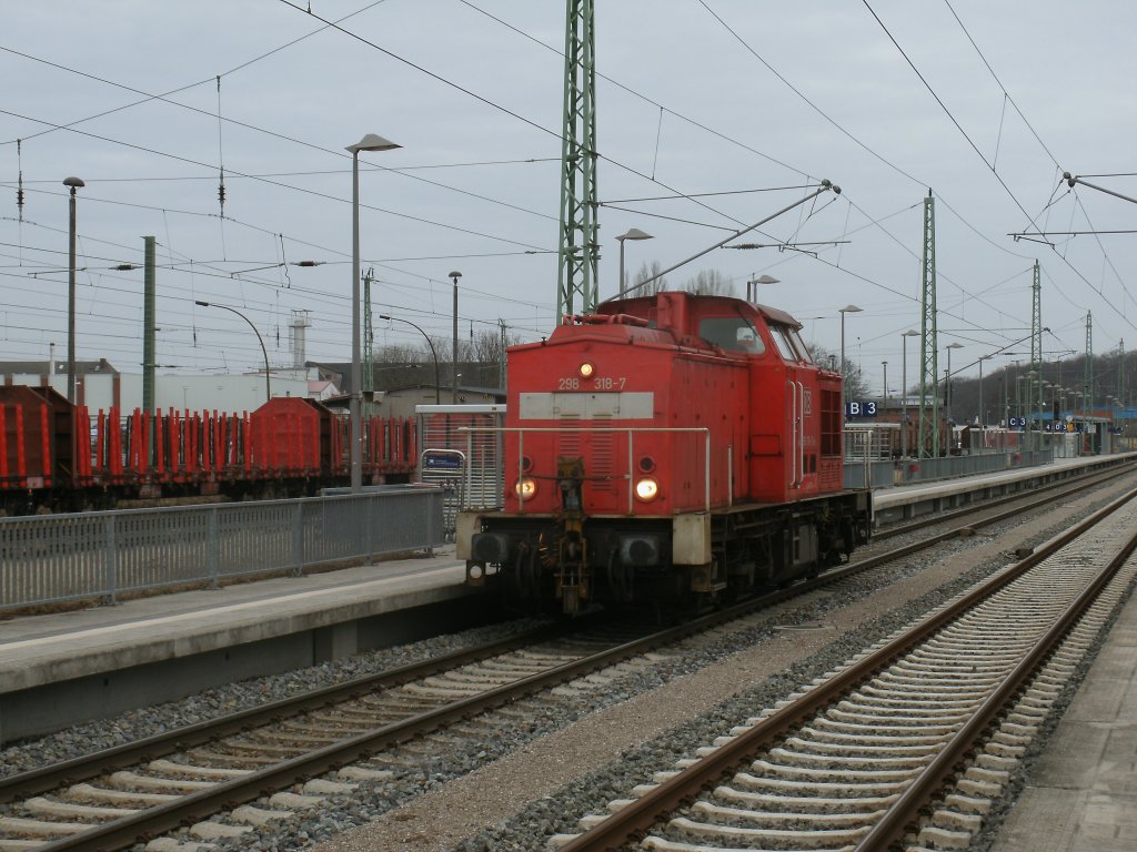 298 318 als Lz von Mukran nach Stralsund,am 09.Mrz 2012,in Bergen/Rgen.