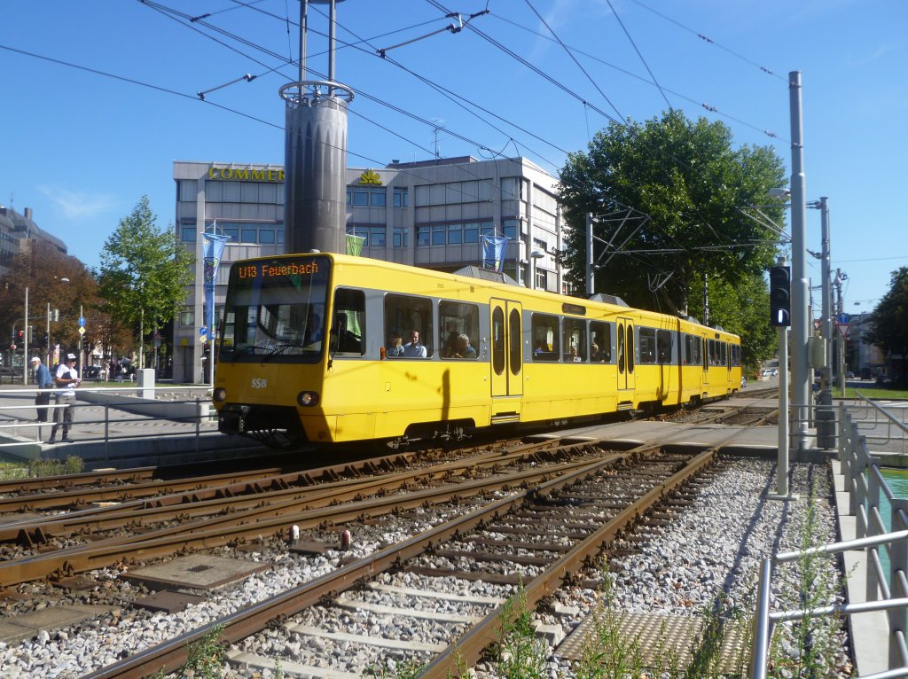 3037/3038 war am 6.9.2011 auf der U13 Unterwegs hier fhrt er grad ber die Abzweigung der U1, um anschlieend seinen fahrgastwechsel am halt Bad Cannstatt Wilhelmsplatz Badstrae durch zu fhren