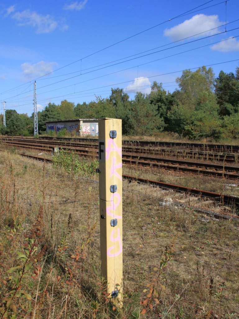 30.9.2012 Fichtengrund (Nordbahn) Einsame, nutzlose F-Stelle im aufgelassenen Bahnhof.