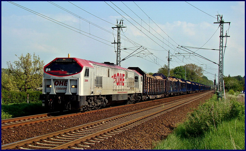 330094 -OHE- Ur-Tiger mit Stammholz unterwegs nach Wismar. Stralsund -Srg am 28.05.10