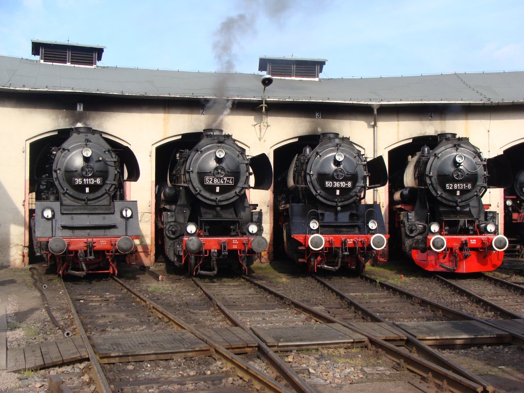 35 1113-6, 52 8047-4, 50 3610-8 sowie 52 8131-6 am 14.5.2011 im Museums Bw Nossen