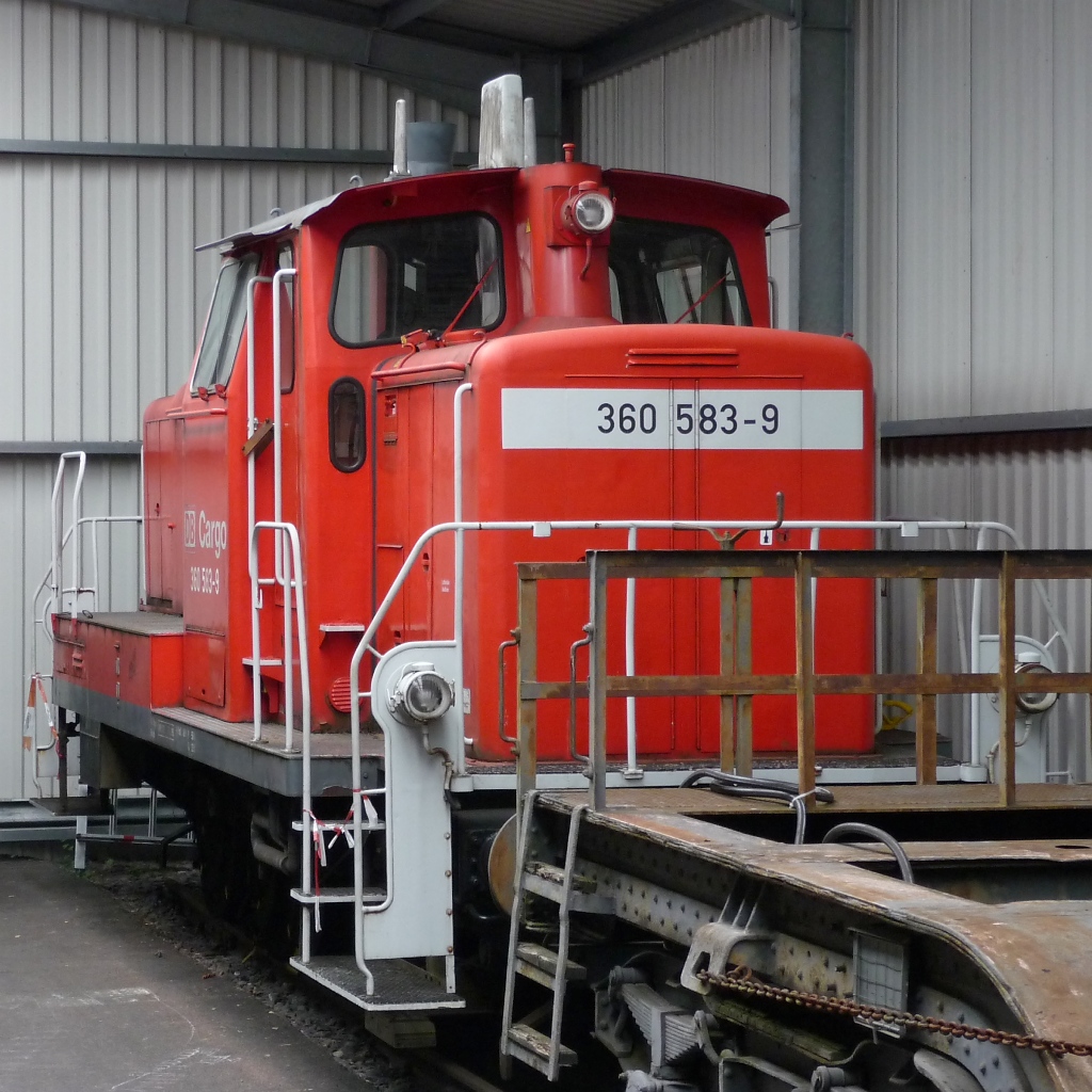 360 583-9 der DB Cargo in der Fahrzeughalle des Eisenbahnmuseums Bochum-Dahlhausen.

