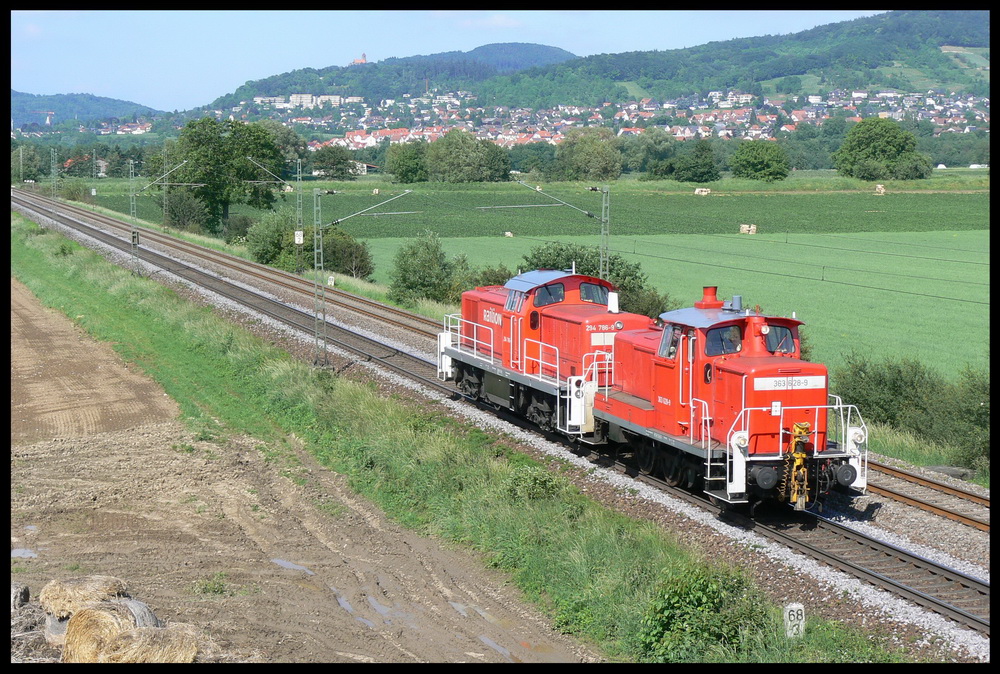 363 628 und 294 786 sind am 18.5.2007 bei Grosachsen-Heddesheim zusammen auf Weg Richtung Mannheim.