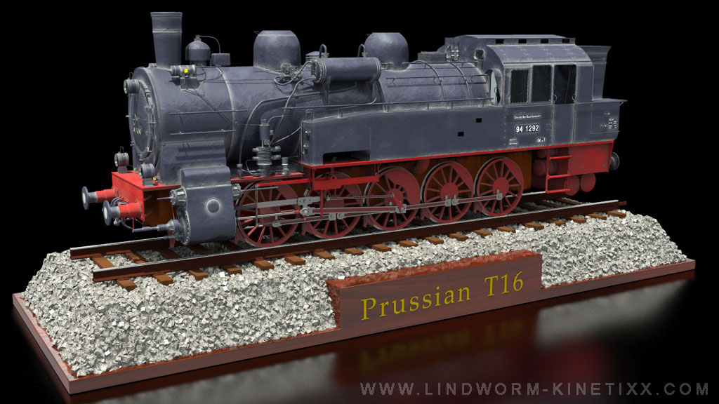 3D Visualisierung einer Preuischen T16, die bei der deutschen Reichsbahn ihren Dienst als BR 94 1292 versah. 