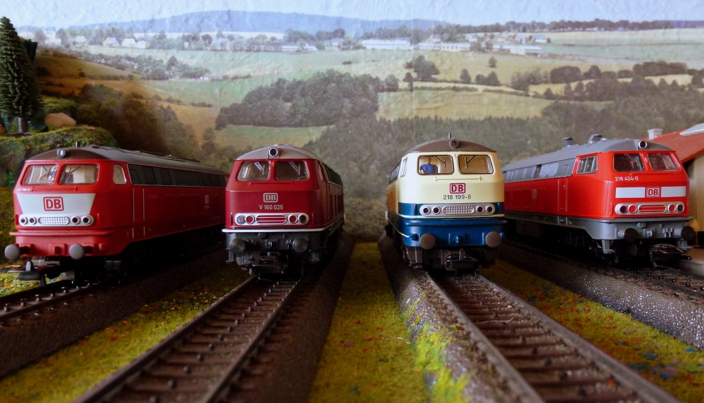 4 Dieselloks machen halt. 218 790-5, V160 026, 218 199-8 und 218 424-0. Foto 02.03.13