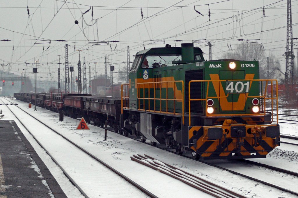 401 der Dortmunder Eisenbahn in Oberhausen Osterfeld-Sd 11.1.2010