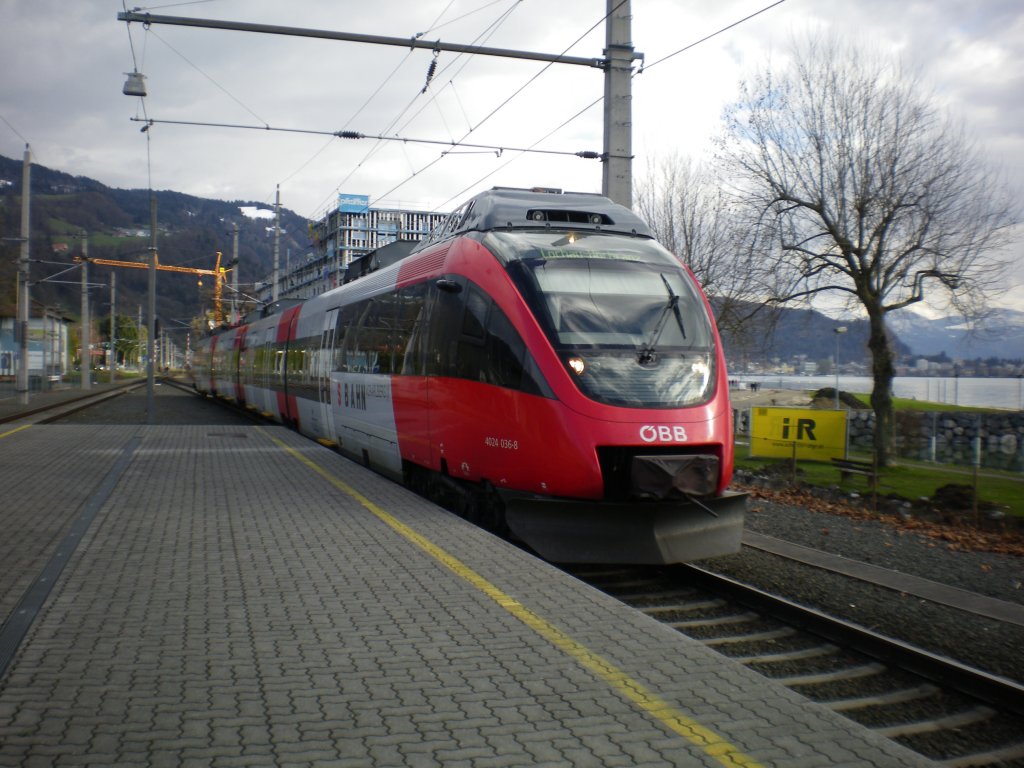 4024 036 fhrt in den Bahnhof von Lochau ein, 05.04.2010