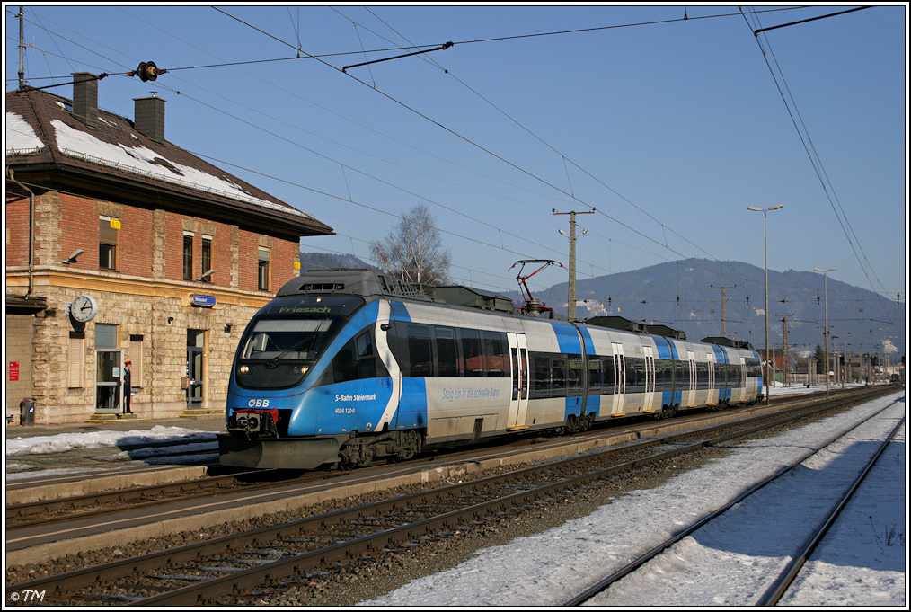4024.120  S-Bahn-Steiermark  haltet als REX 1709 im Bahnhof Niklasdorf. 30.12.2010