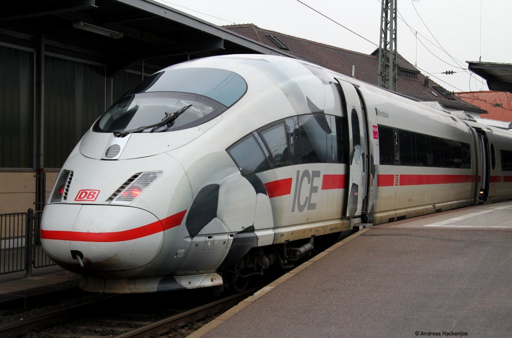 403 012-8  Montabaur   WM 2010  als ICE 207 (K�ln Hbf-Karlsruhe Hbf) am Zielbahnhof 24.2.11 Hinweis das Bild entstand noch auf dem Bahnsteig vor dem Hab mich lieb M�nnchen 