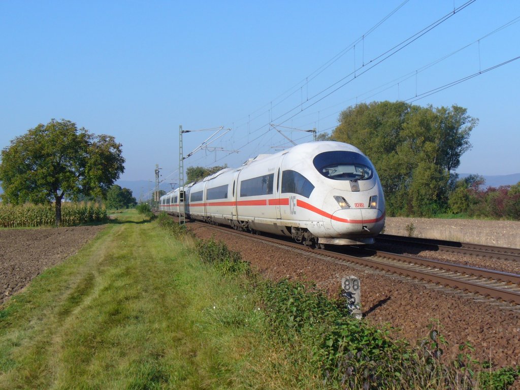 406 083 (Limburg a.d.Lahn) ist als ICE 9556 Paris Est - Frankfurt am 01.10.2011 bei Bhl Iggelheim 
