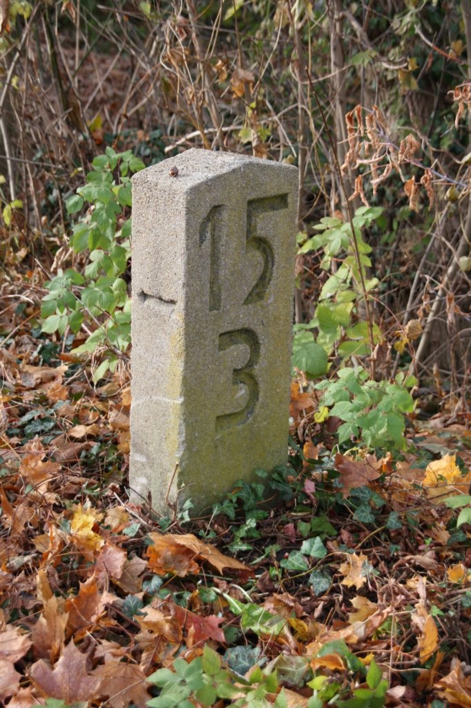 4.11.2012 zwischen R�ntgental und Berlin-Buch. Alter Kilometerstein der Berlin - Stettiner (Vorort-) Bahn. Aussterbende Spezies.