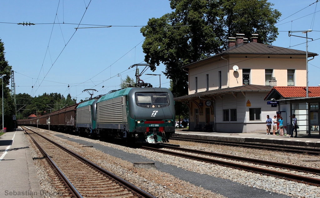 412 006 und 005 mit einem Stahlzug zum Brenner am 5.8.13 in Aling