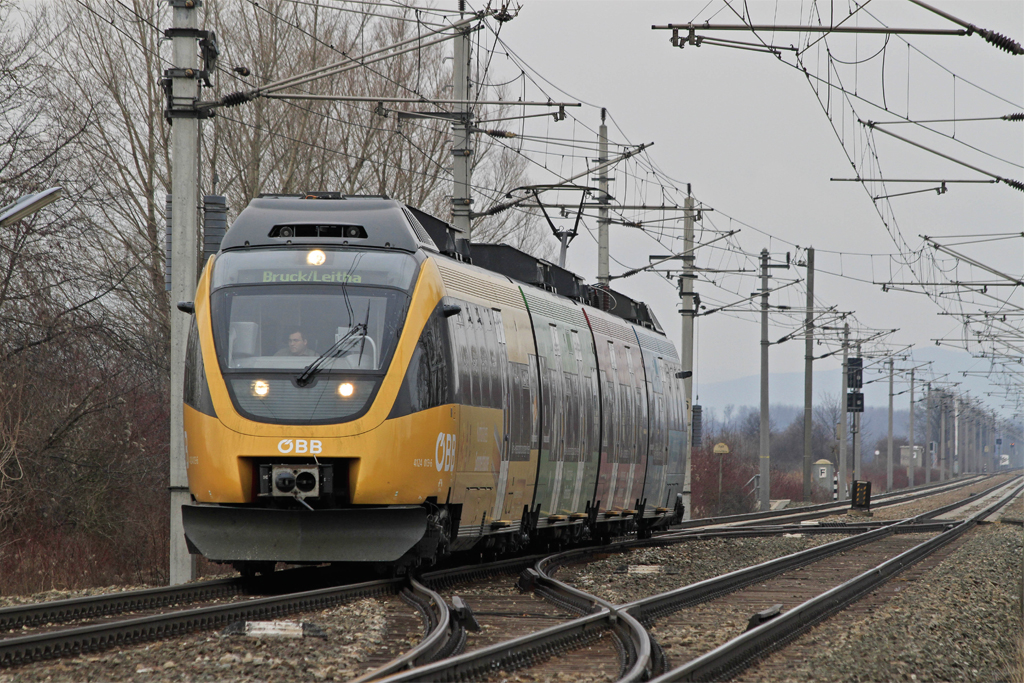 4124 013  Kombiticket  als 26033 (S60) von Wien Htteldorf nach Bruck/Leitha.
Gtzendorf 09.02.2013