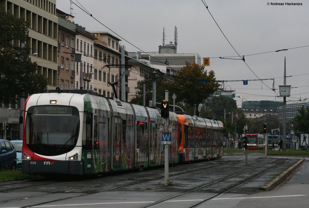 4129 und 4142 als 5 nach Heidelberg Schriesheim am Mannheimer Hbf 28.9.10