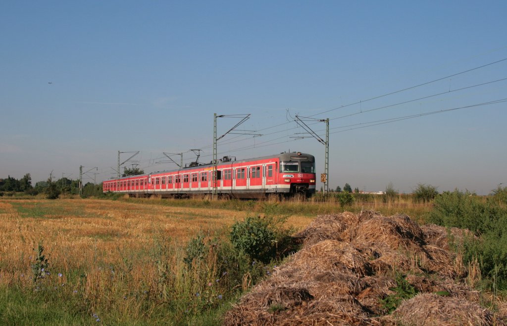 420 877-3 als Leerzug von Hochheim(Main) nach Frankfurt bei Hattersheim-Eddersheim. 20.08.10