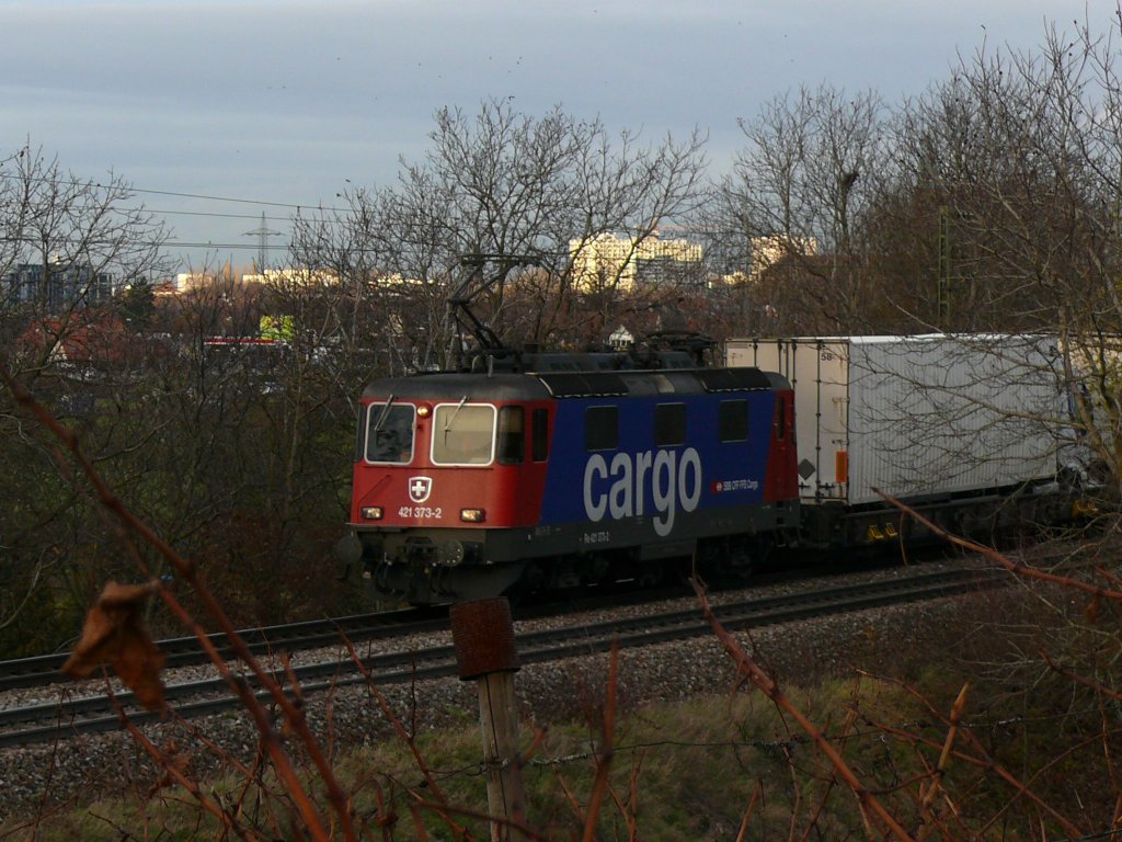 421 373 mit RoLa kommend vom Freiburger Rgbhf. hier in Freiburg St.Georgen. 
12.11.09 