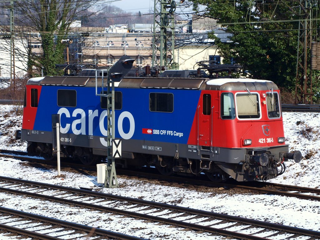 421 395-5 von der SBB Cargo steht am 06.03.2010 in Aachen West an der Brenstrasse