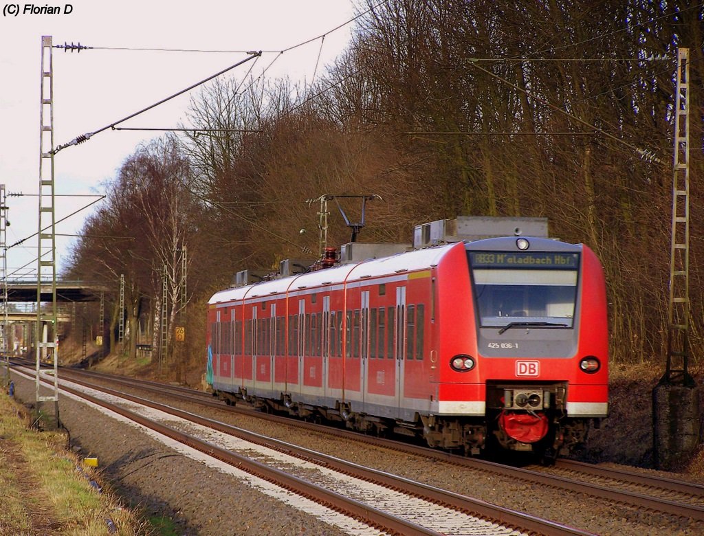 425 036/536 als RB33 (11074) auf dem Weg nach Mnchengladbach Hbf. Aufgenommen hier kurz vor Geilenkrichen am 27.02.10