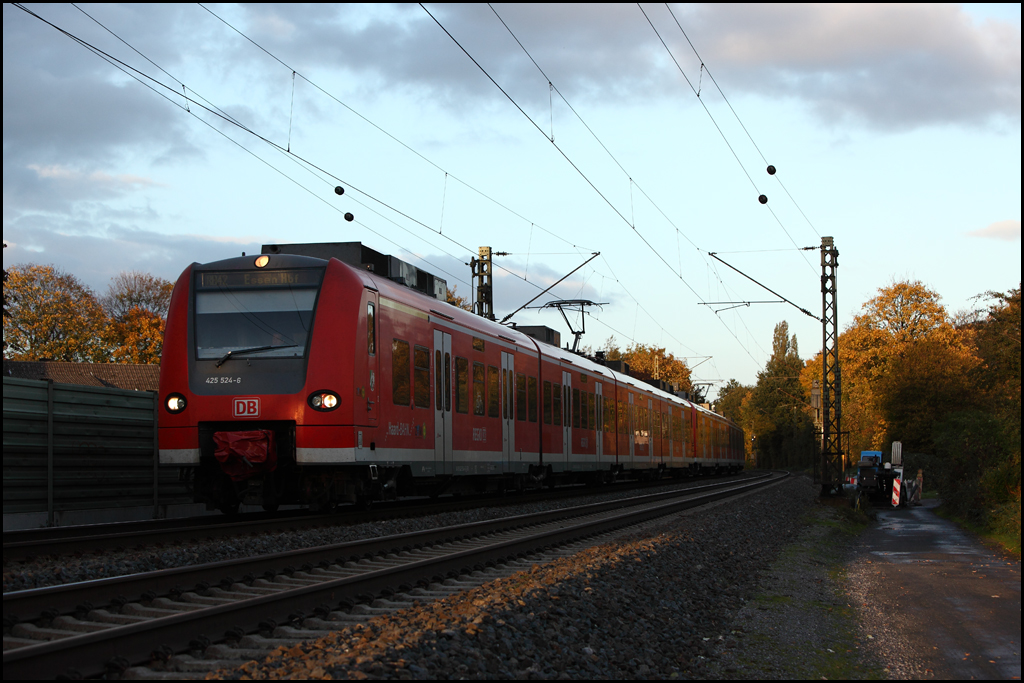 425 524/124 und 425 180/580 erreichen als RB42  HAARD-Bahn , Mnster(Westf)Hbf - Essen Hbf, den Bahnhof Haltern am See. (24.10.2010)