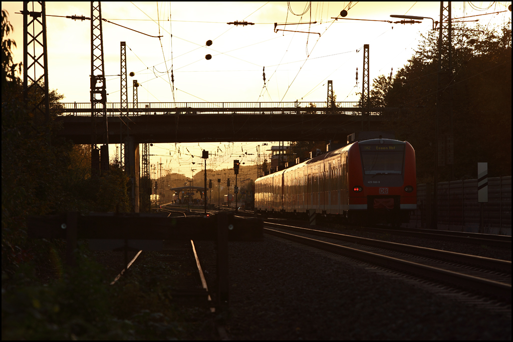 425 524/124 und 425 180/580 erreichen als RB42  HAARD-Bahn , Mnster(Westf)Hbf - Essen Hbf, den Bahnhof Haltern am See. (24.10.2010)