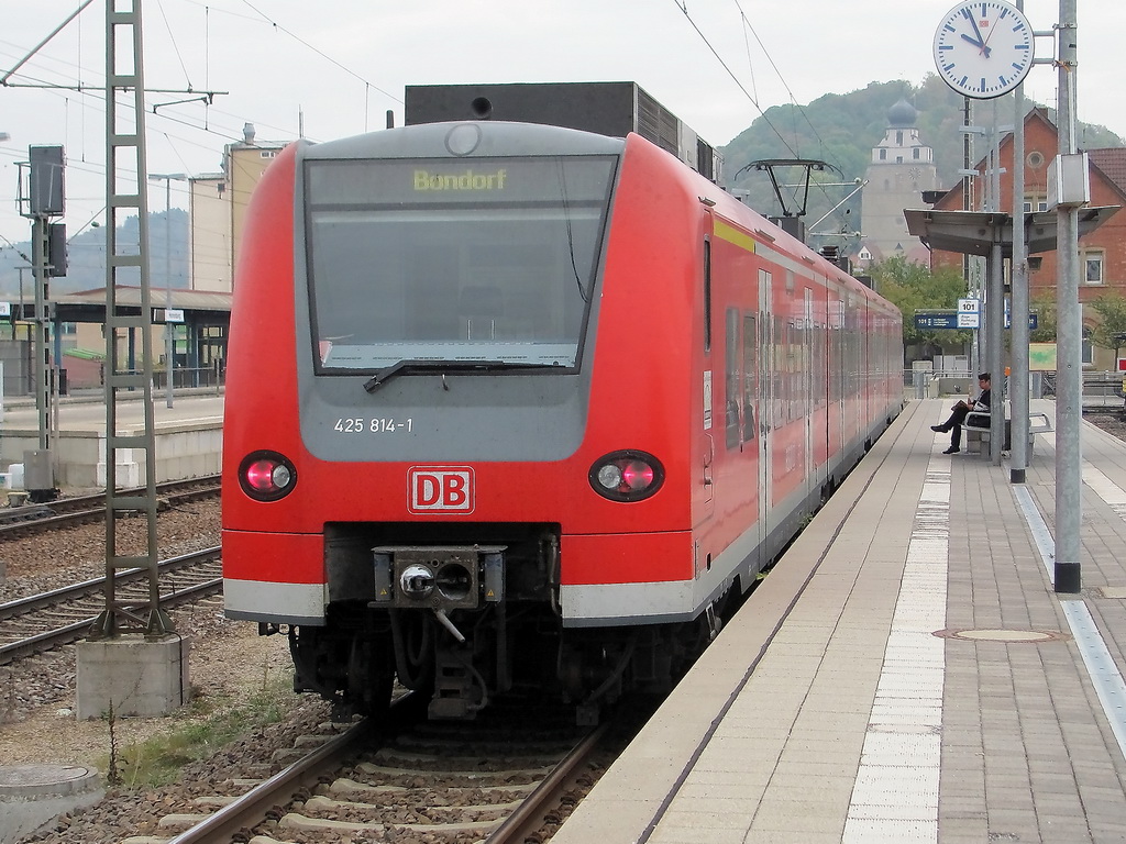 425 814-1 und 425 314-2 stehen am 05. Oktober 2011 im Bahnhof Herrenberg auf Gleis 101 zu einer spteren Fahrt nach Bondorf.