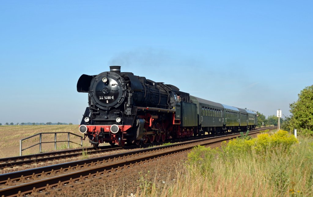 44 1486 erreicht am 18.08.12 Kthen. An diesem Tag pendelte sie mit ihren Wagen zwischen Kthen und Aken. 