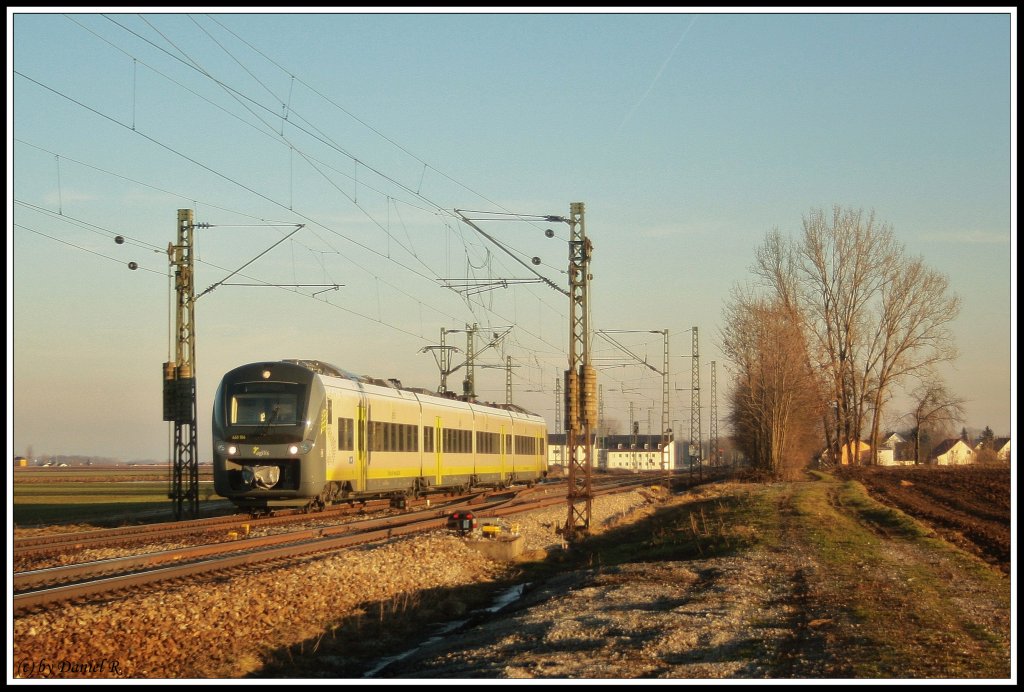 440 104 als Ag nach Neumarkt von Plattling. Der letzte der im Sonnenlicht fotografierbar war. (16.01.11, Mangolding) 