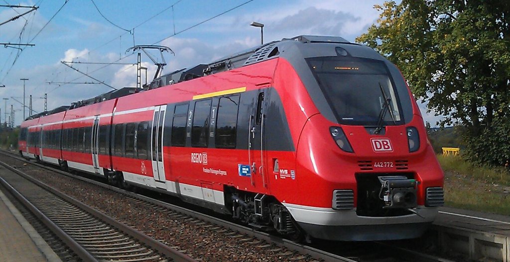 442 772 ist am 29.09.2012 als RB Kronach - Bamberg in Hochstadt-Marktzeuln. 