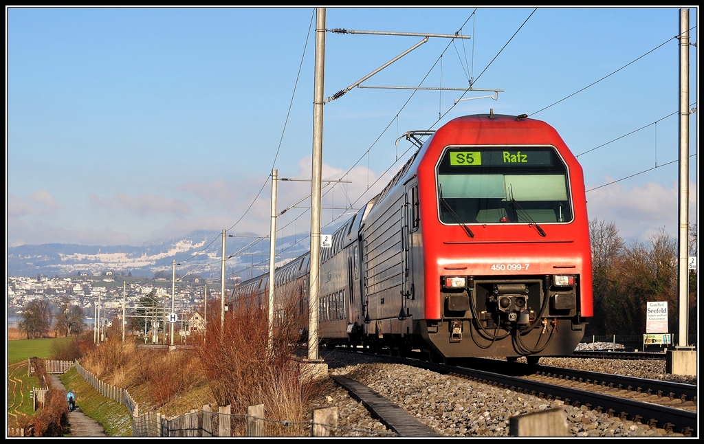 450 099-7 als S% nach Rafz auf dem Oberseedamm bei Pfffikon SZ. (19.12.2012)