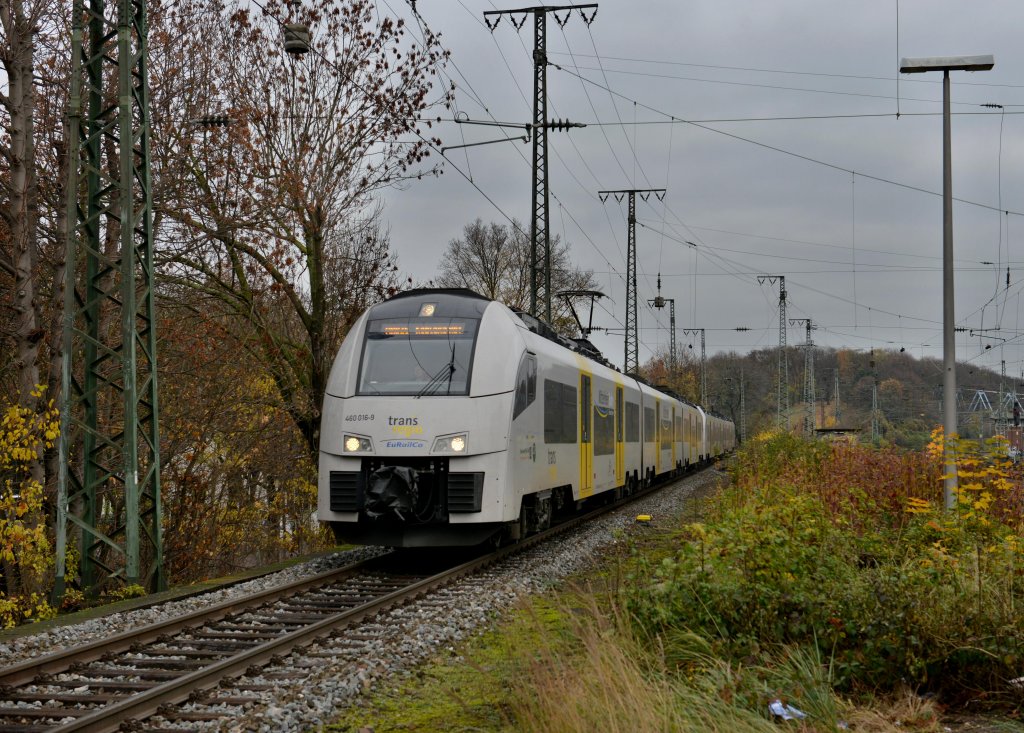 460 016 + 460 014 der Mittelrheinbahn am 24.11.2012 bei der Einfahrt in K�ln West.