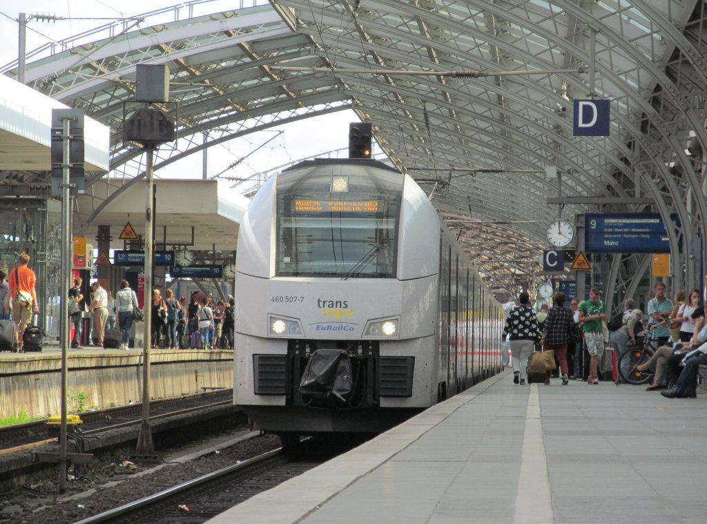 460 507-7 von trans regio steht am 20. August 2012 als MRB nach Mainz im Klner Hbf.
