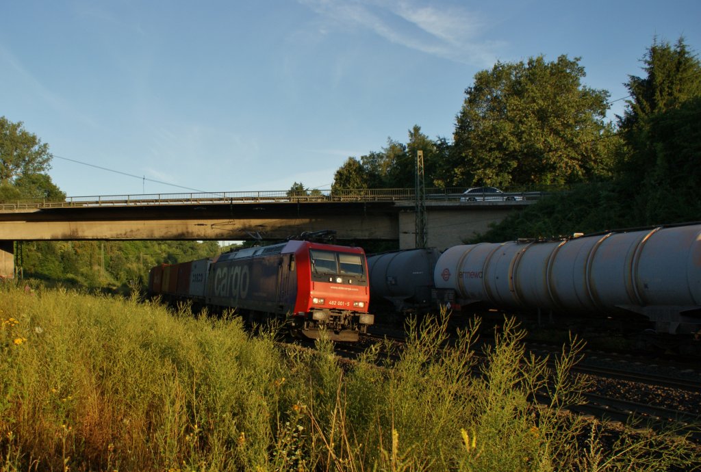 482 001-5 mit einen Containerzug von Fulda komment am 01.08.13