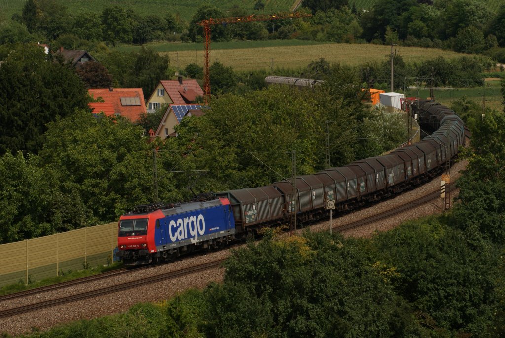 482 014-8 mit einem Gterzug in Schallstadt am 11.08.2010