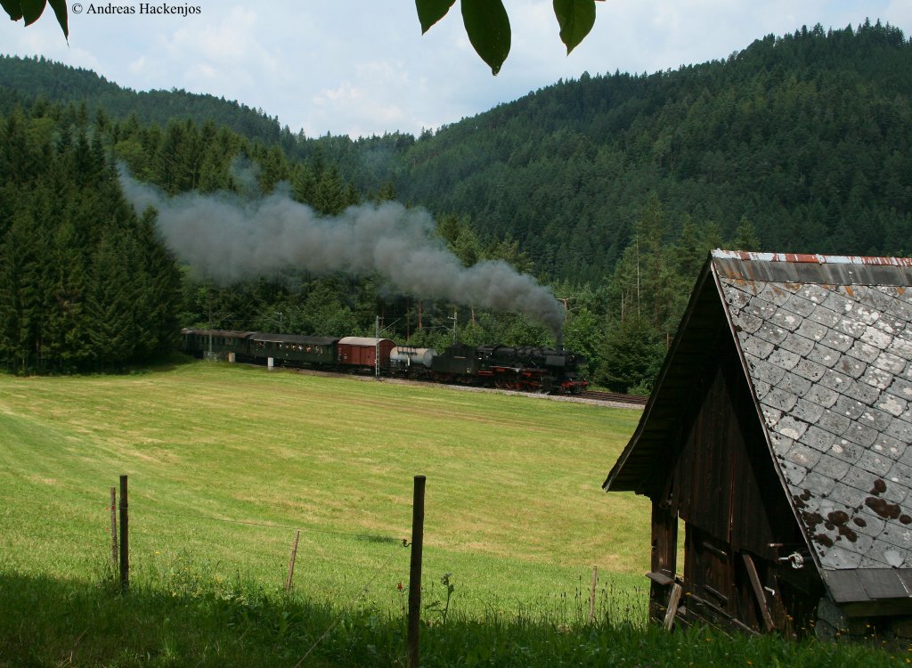 50 2740 mit dem DPE 92207(Karlsruhe Hbf-Seebrugg) und im Schlepp E44 170 am Schluss bei Niederwasser 25.7.10