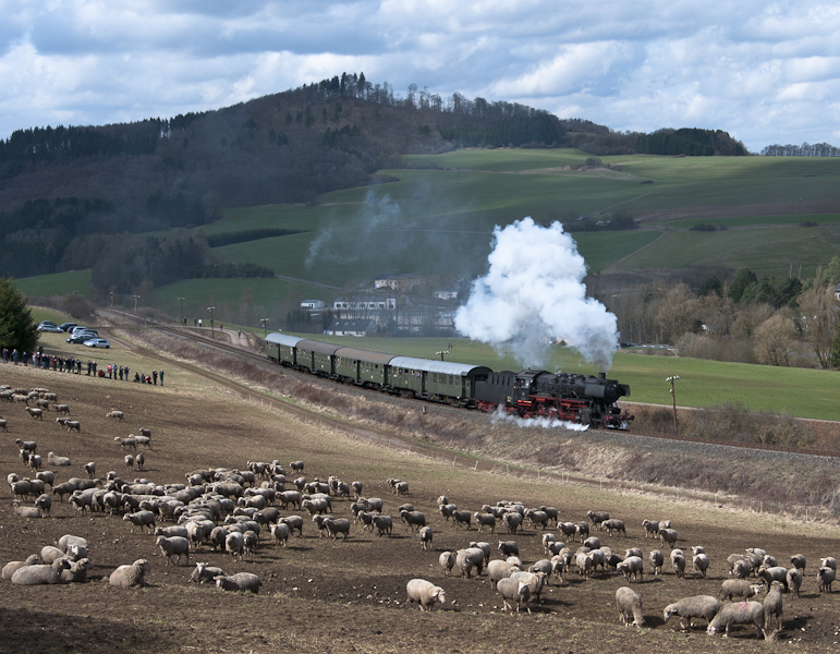 50 2740 mit Sonderzug von Gerolstein nach Ulmen am 2. April 2010 bei Pelm.