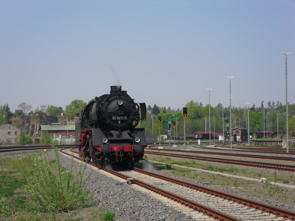 50 3616-5 ist am 24.04.11 in Plauen/V. oberer Bahnhof zusehen.