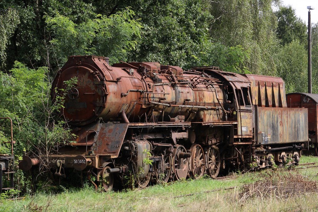 50 3652 am 04.09.2010 im ehemaligen BW Falkenberg oberer Bahnhof. Die Sammlung war dieses Jahr leider nur an diesem einem Wochenende zug�nglich. 

