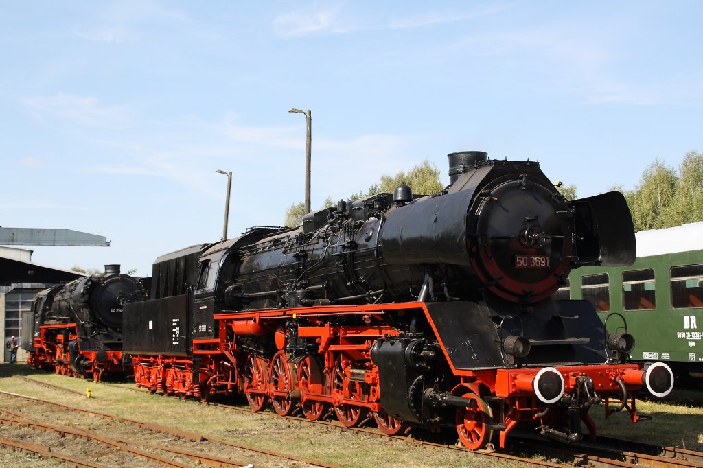 50 3691 am 16.09.2012 im Bw Falkenberg Oberer Bahnhof. Sie geh�rt zur Loksammlung Falz. Das Gel�nde ist nur an bestimmten Tagen im Jahr zug�nglich.