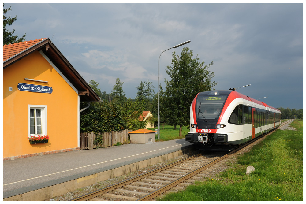 5063 003 als LP 8585 von Graz nach Wies-Eibiswald bei der Einfahrt in die Haltestelle Oisnitz-St. Josef am 24.8.2010.