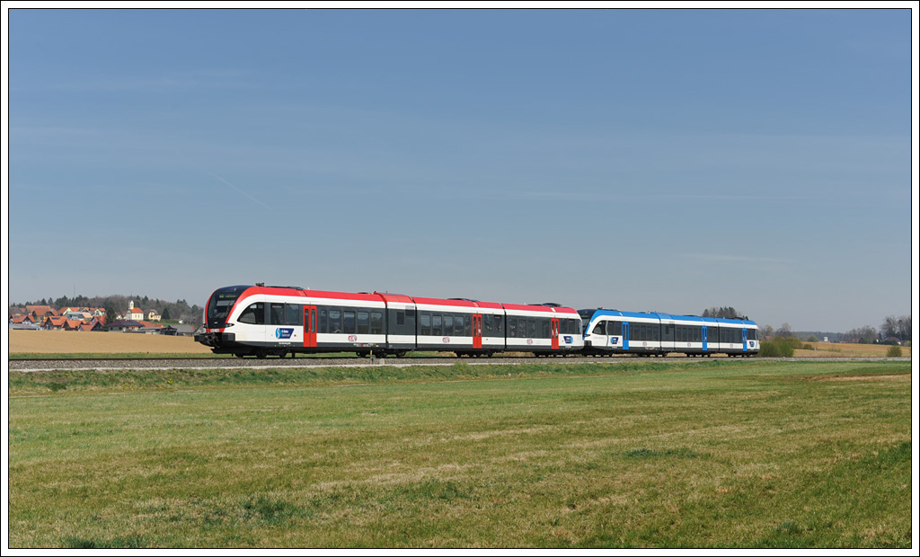 5063 005 und 5063 008 als R 4371 von Graz �ber Werndorf nach Wies-Eibiswald am 12.3.2012 zwischen Wettmannst�tten und Gussendorf aufgenommen.