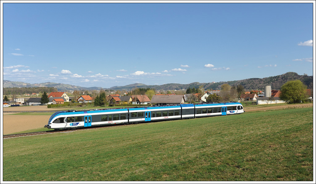 5063 008 am 14.3.2012 unterwegs als S 6 (R 4375) von Wies-Eibiswald ber Werndorf nach Graz, aufgenommen kurz vor der Haltestelle Dietmannsdorf.