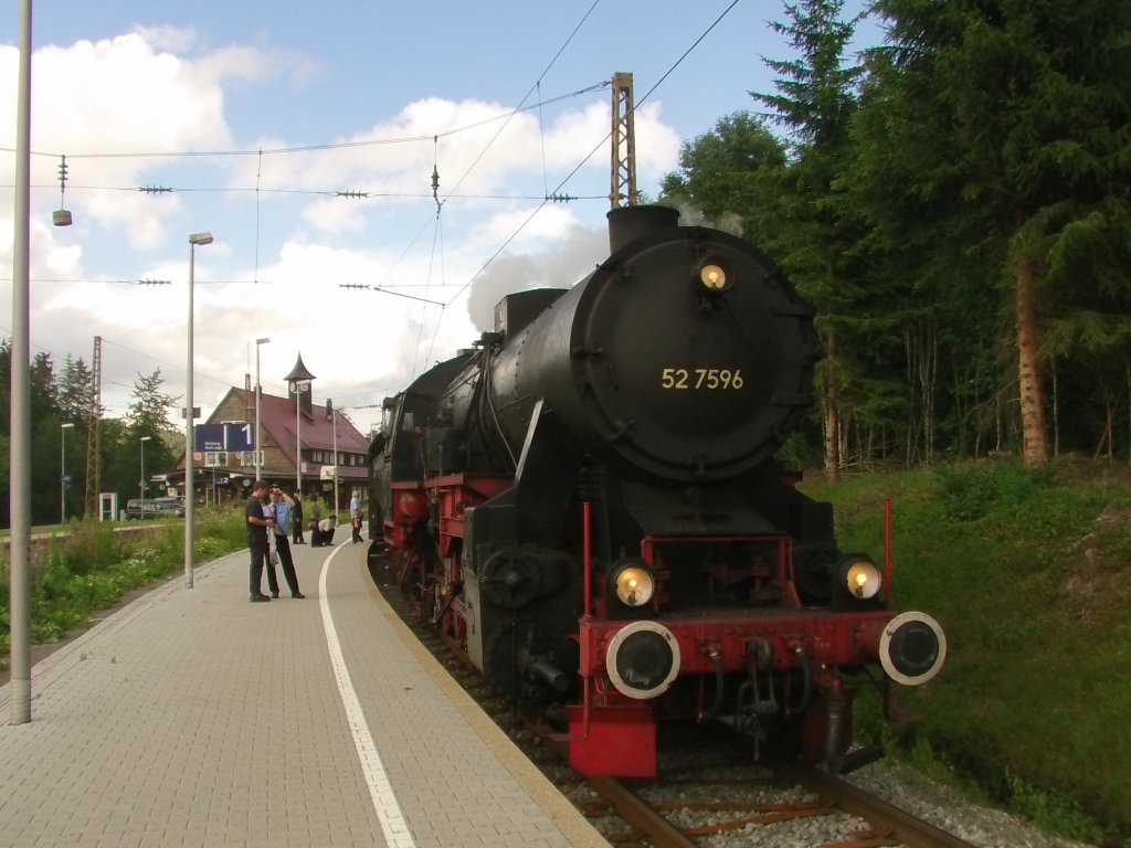 52 7596 bei einer Sonderfahrt der IG 3Seenbahn am 28.07.12 in Feldberg-Brental